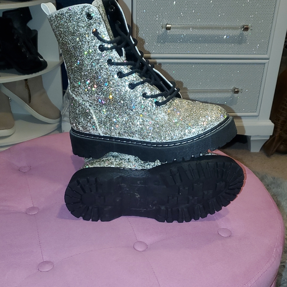 Forever 21 Glitter Combat Boots